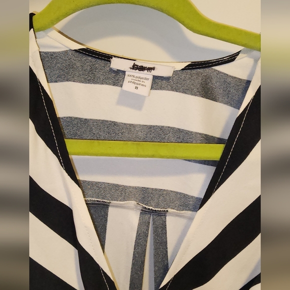 Bar III Striped Wrap Dress black and white - Picture 3 of 7